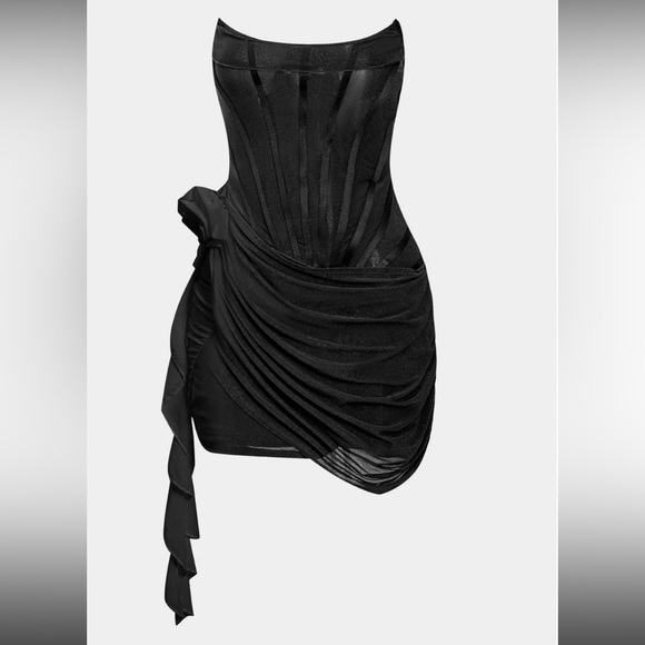 3D Floral Ruffle Corset Mini Dress - Picture 1 of 6